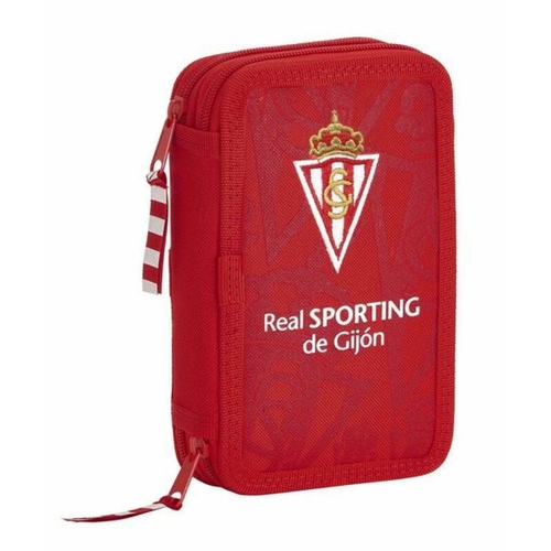Double Pencil Case Real Sporting de Gijón Red 12.5 x 19.5 x 4 cm (28