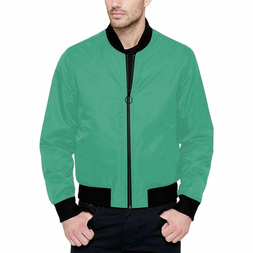 Mens Jacket - Spearmint Green and Black Bomber Jacket