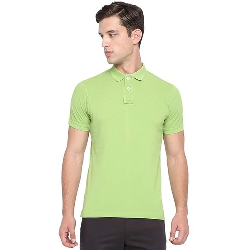 Mens Cotton Solid Regular Fit Half Sleeves Polo T-Shirt