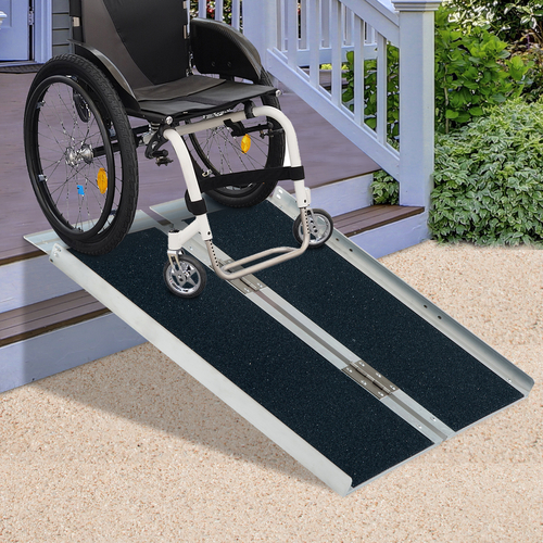 HOMCOM Portable Wheelchair Ramp 4ft Foldable Scooter Mobility Easy