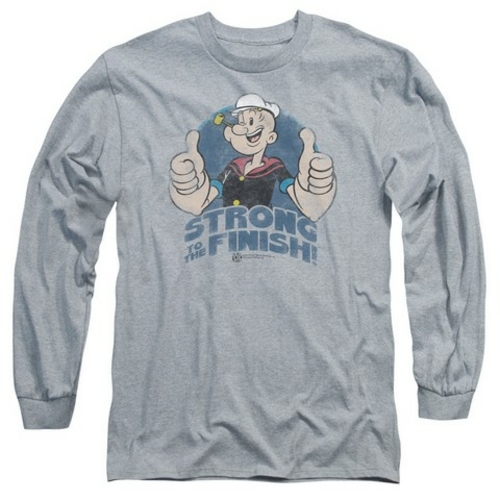 Trevco Popeye-To The Finish Long Sleeve Adult 18-1 Tee, Athletic H