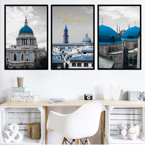 Blue Castle Wall Art Canvas Posters And