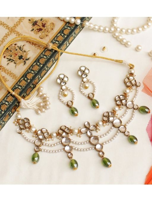 Semi Precious Beads & Kundan Necklace Set