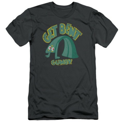 Trevco Gumby-Get Bent Short Sleeve Adult 30-1 Tee, Charcoal - Larg