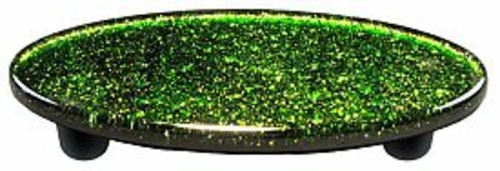 Hot Knobs HK1024-POB Light Metallic Green Oval Glass Cabinet Pull - Bl