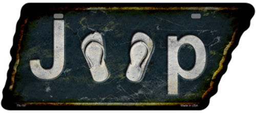 Smart Blonde TN-197 5.5 x 12 in. Jeep Flip Flops Novelty Rusty Effect 