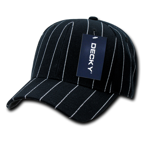 Decky Fitted 403-PL-BLK-26 Pin Striped Fitted Caps, Size 7.4 - Bla