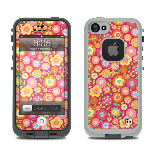 DecalGirl LCI5-SQUISHEDFLWRS Lifeproof iPhone 5 Case Skin - Flowers Sq