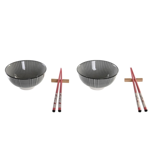 Sushi Set DKD Home Decor 30 x 21 x 7 cm Black Stoneware Oriental (6