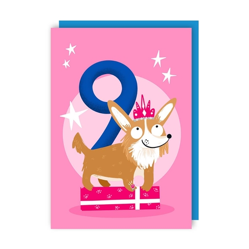 Dog Nine Age Birthday Card (Pack of 6)