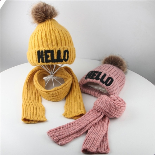 2pcs Toddler Girl Boy Baby Hat Winter Warm Crochet