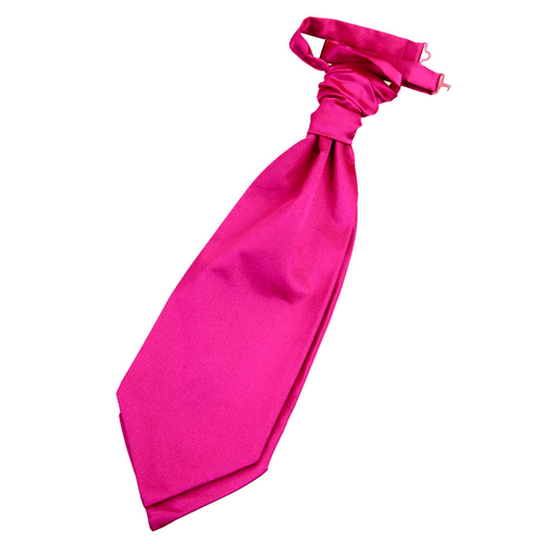 Plain Satin Pre-Tied Ruche Cravat - Hot Pink