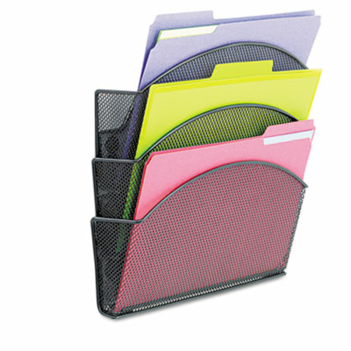 Safco 4175BL Onyx Magnetic Mesh Panel Accessories  3 File Pocket  13 x