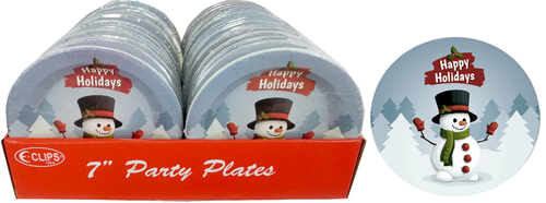 Elegant Snowman Paper Plates 7", 10 Ct.