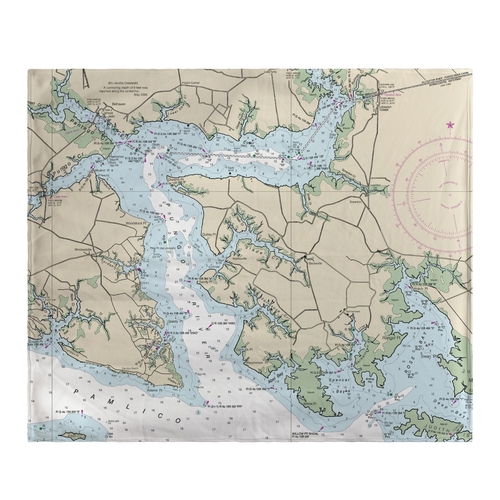 Betsy Drake BK11548PR 50 x 60 in. Pungo River, NC Nautical Map Fle