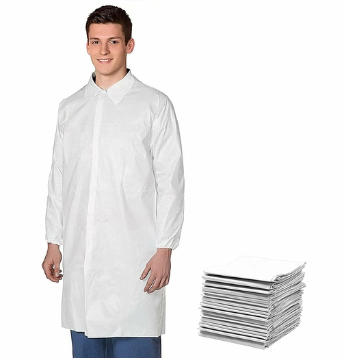 Disposable Lab Coats Pack of 10 Surgical Lab Coats SMS X-Large White