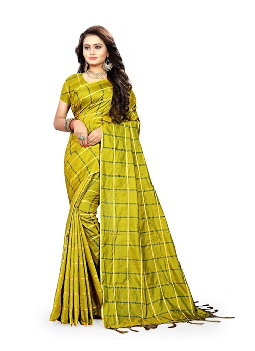 Green Color Sana Checks  Saree