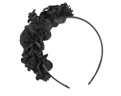 Black flower headband racing fascinator