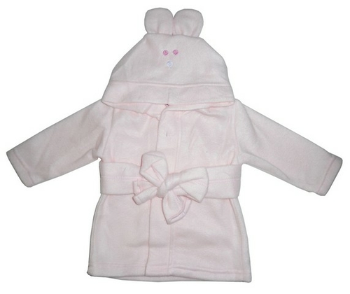 Bambini 965P Fleece Robe Pastel with Rabbit Ears Hoodie- Pink - One Si