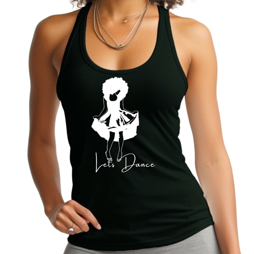 Womens Fitness Tank Top Graphic T-shirt Say it Soul - Lets Dance White