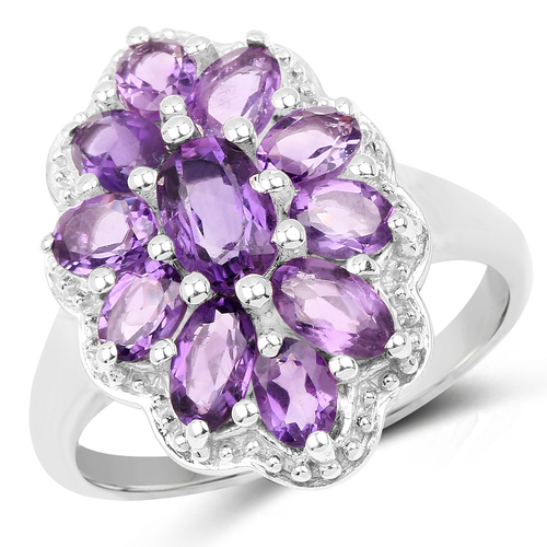 2.23 Carat Genuine Amethyst .925 Sterling Silver Ring