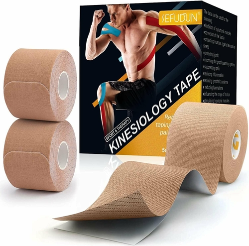 PUREVACY Latex Free Beige Sport Kinesiology Tape Roll 2" x 16.4', Tex