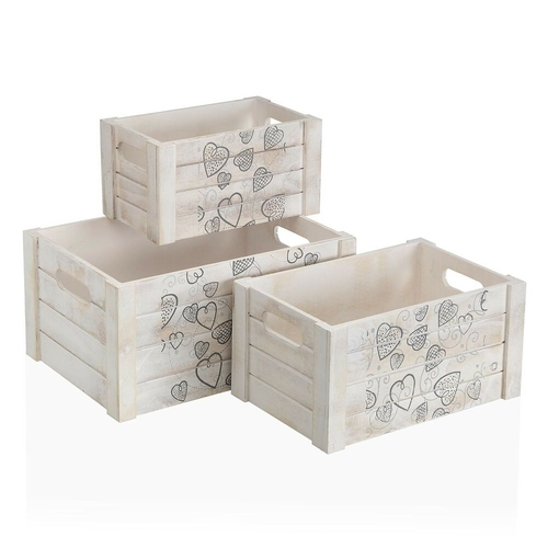 Set of decorative boxes Versa Cozy Wood 28 x 15 x 40 cm (3 pcs)