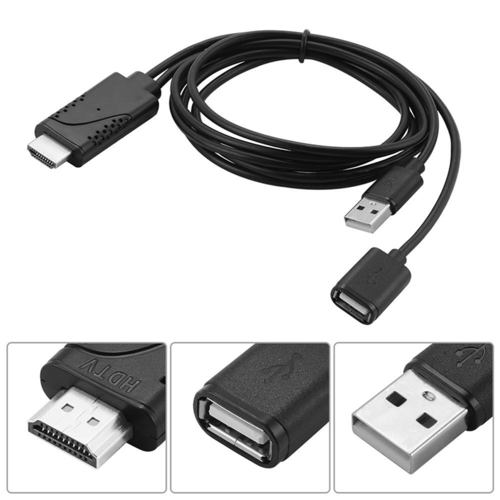 2 in 1 USB Female to HDMI Male HDTV Adapter Cable