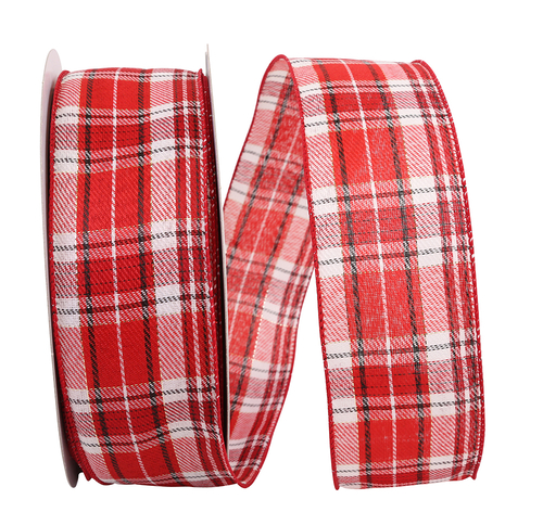Reliant Ribbon 93196W-695-40K Spearmint Twill Holiday Plaid Value Wire