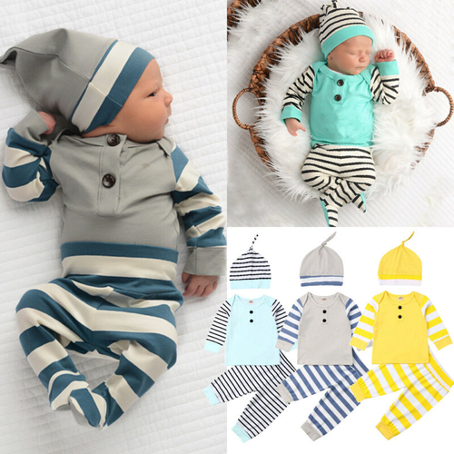 Newborn Baby Boy Girl Cotton Clothes Sets Long