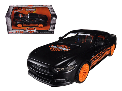2015 Ford Mustang GT \Harley Davidson\" Matt Black 1/24 Diecast Model