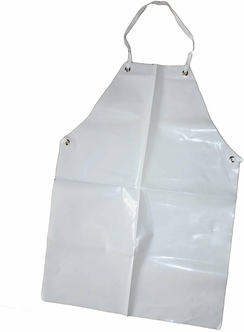 Disposable PVC Aprons. Pack of 12 White Vinyl Aprons 35" x 45". Raw