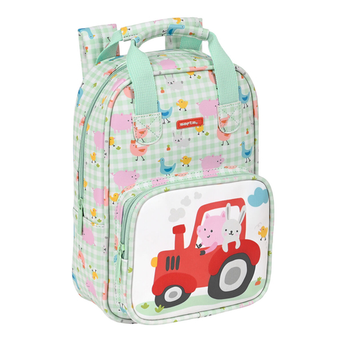 School Bag Safta Granja White Light Green 20 x 28 x 8 cm