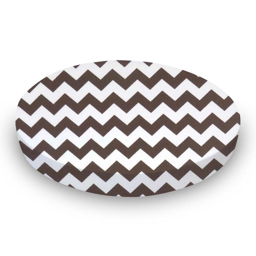 SheetWorld Fitted Round Crib Sheet - 100% Cotton Woven - Brown Chevron