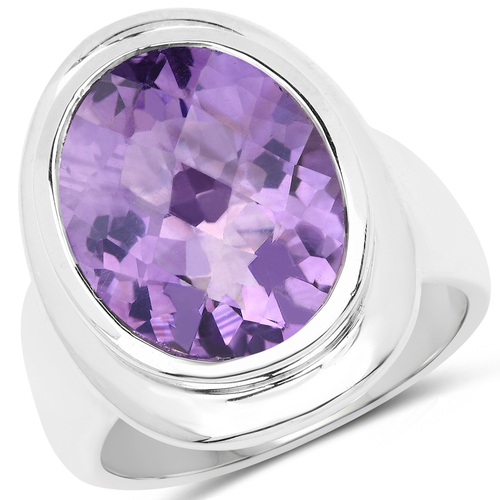 9.01 Carat Genuine Amethyst .925 Sterling Silver Ring