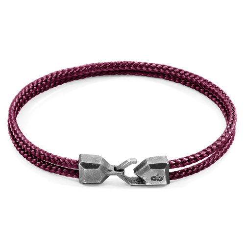 Aubergine Purple Cromer Silver and Rope Bracelet