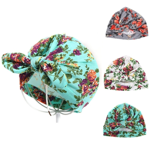 3PC Newborn Baby Girls Flower Floral Printing Hat