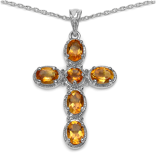 4.75 Carat Genuine Citrine .925 Sterling Silver Pendant