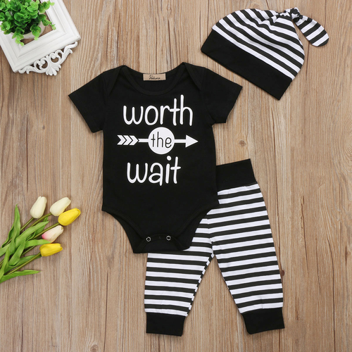 Babies Letters Stripe Clothing Set Newborn Toddler