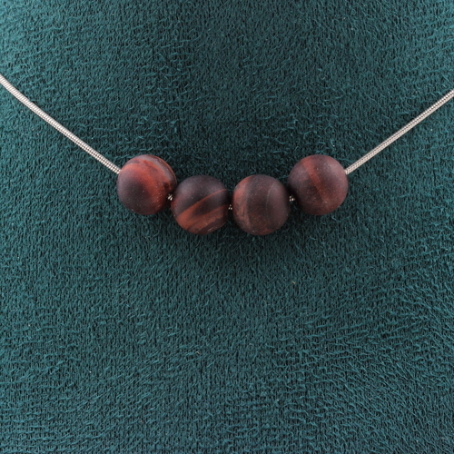Matte red Tiger's Eye 8 mm 4 beads necklace.