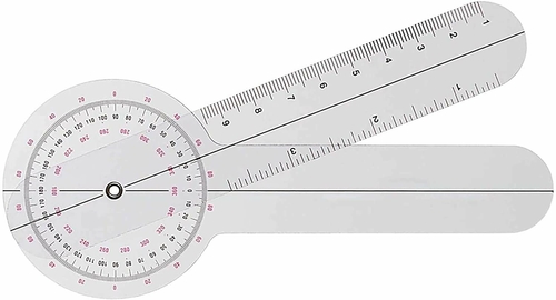 Dukal Pack of Goniometer 12" High Visibility Clear Plastic 360 Degree