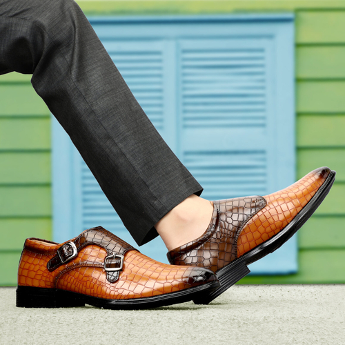 Buxton Monk Strap Brown Formal Shoes