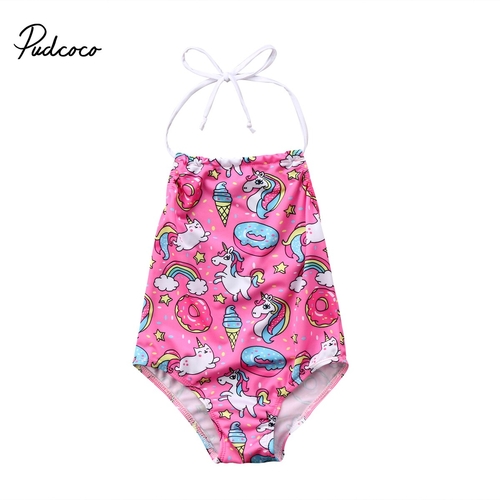 2018 Babies Unicorn Halter One piece Swimsuit Kids
