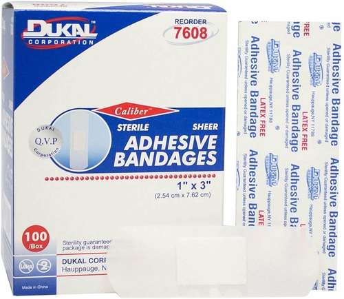 Dukal Adhesive Bandages. Case of 2400 Sheer Bandages 2" x 4" for Wound