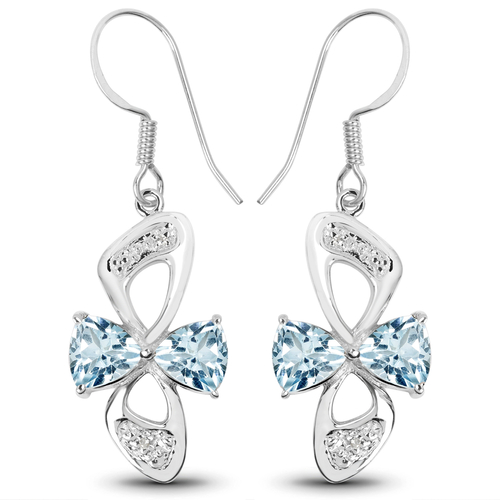 5.06 Carat Genuine Blue Topaz and White Topaz .925 Sterling Silver