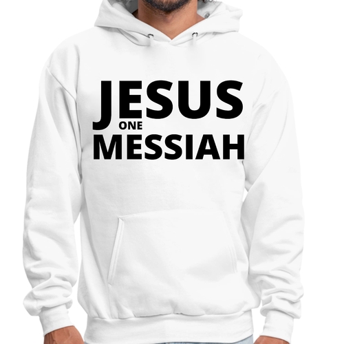 Mens Graphic Hoodie Jesus one Messiah Black Illustration