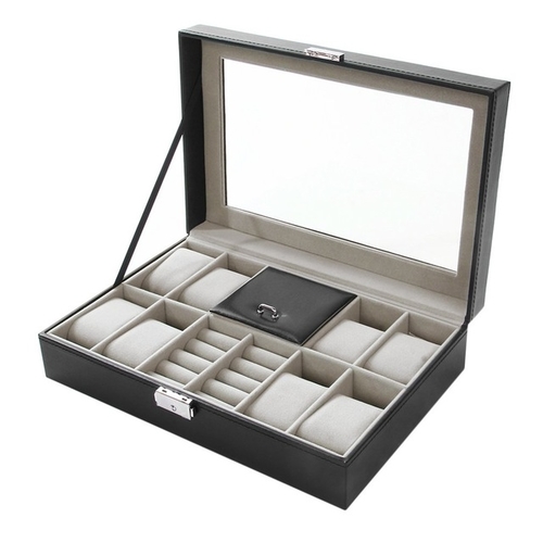2 In One 8+3 Mixed Grids PU Leather Watch Box