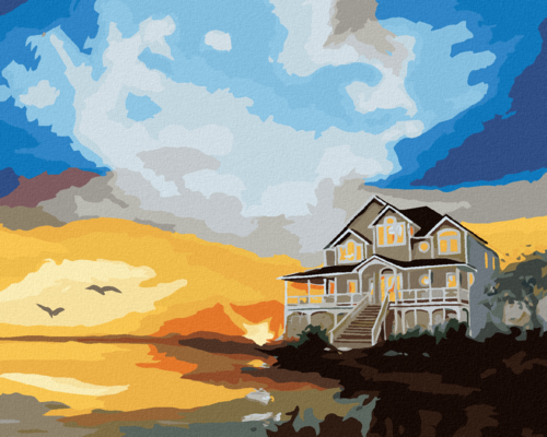 Zuty - Paint by Numbers - HOUSE BY THE WATER AND ALPENGLOW (D. RUSTY