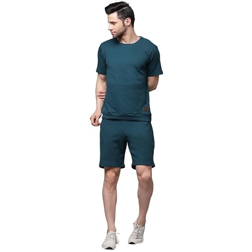 Waffle Knit Solid Co-ord Set for Men's (Tshirt with Matching shorts) 