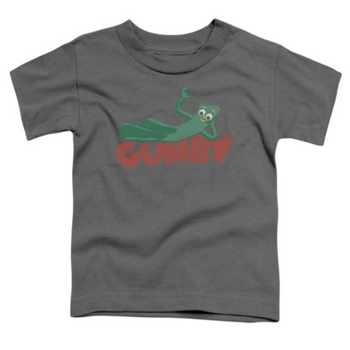 Trevco Gumby-On Logo Short Sleeve Toddler Tee- Charcoal - Medium 3T